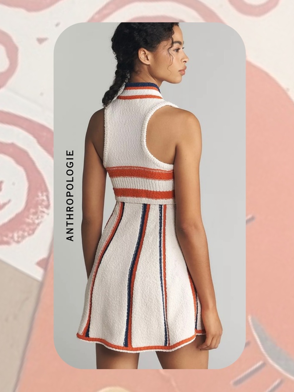 Anthropologie Vintage-Inspired Cream Knit Fit & Flare Mini Dress - Picture 2 of 16